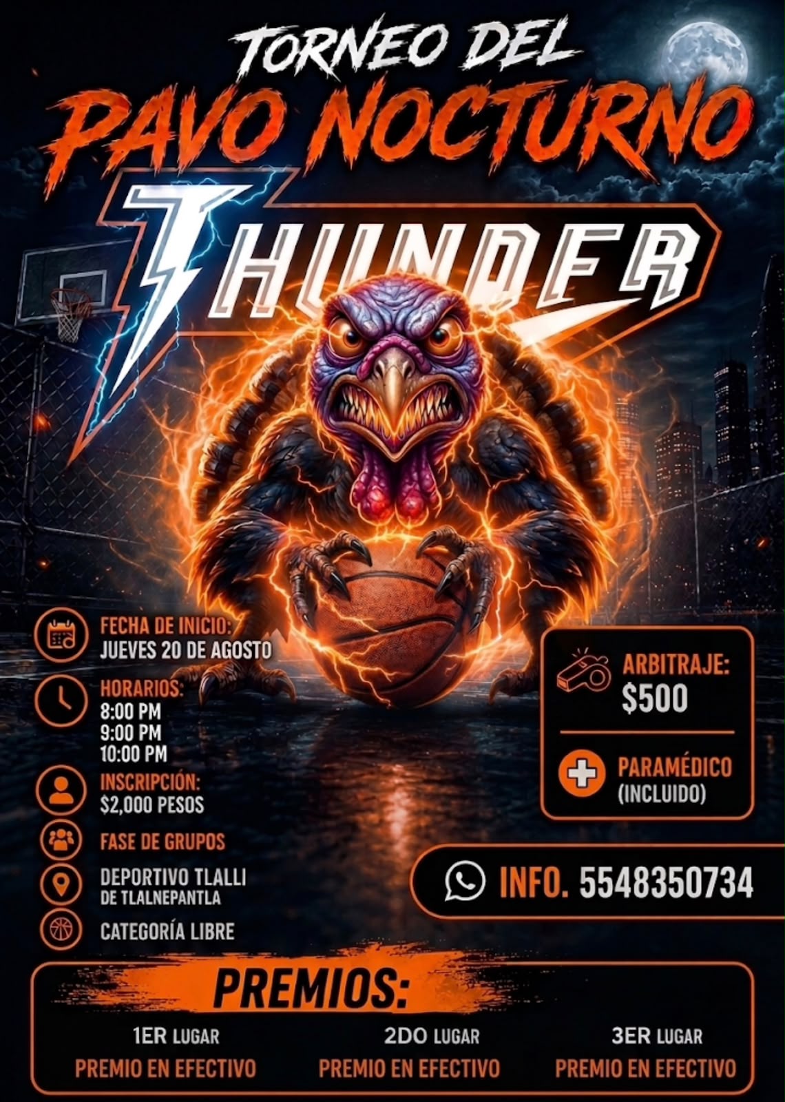 Cartel del Torneo del Pavo Nocturno de Academia Thunder